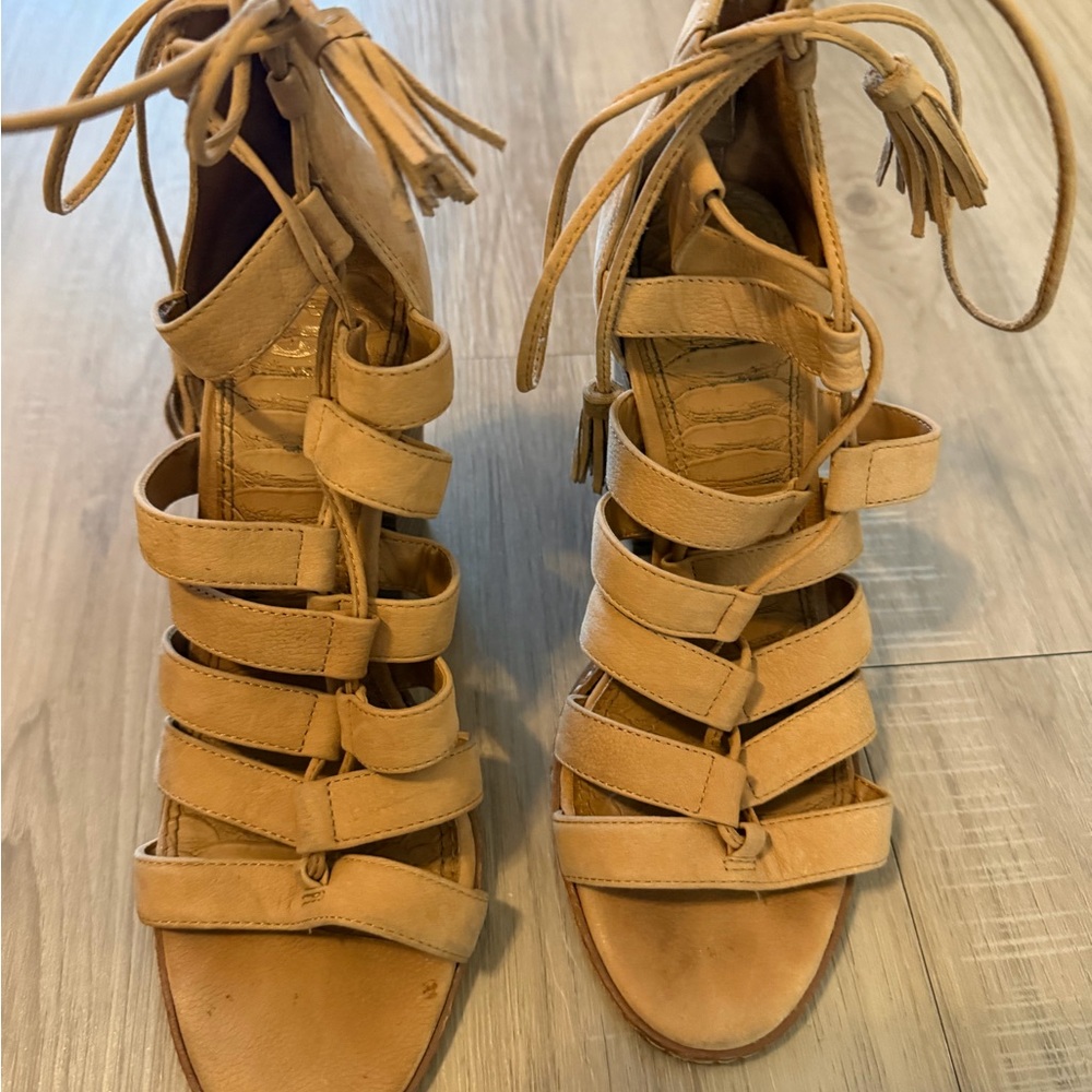 Tan Strappy Women's Block Heel